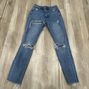 Missguided Distressed Skinny Jeans - Blue